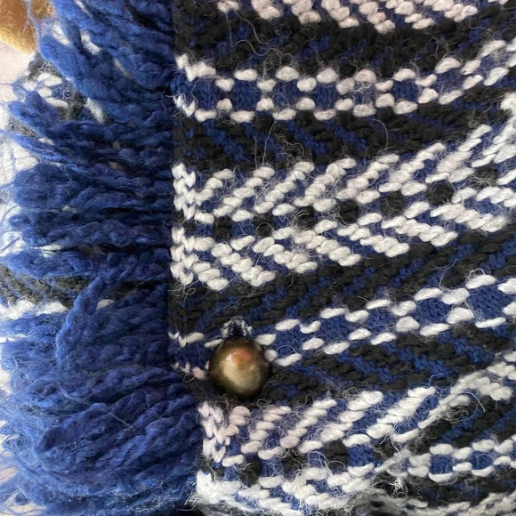 Anthropologie Sleeping on Snow Tajo Poncho Sweater Fringe Knit Blue One Size - Picture 9 of 12